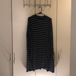 Black and white striped turtle neck dress